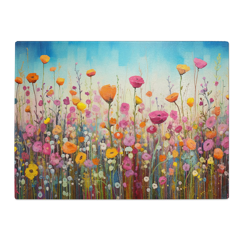 Floral Art Colour Field  Glass Chopping Board