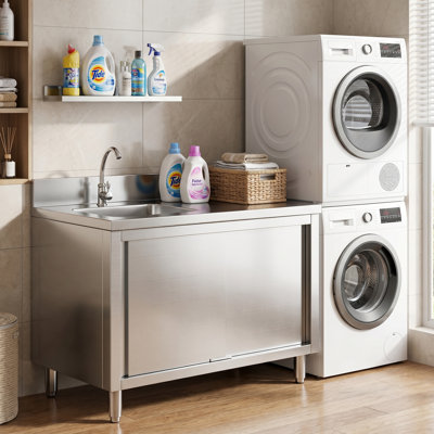 Cabinet Sink - Single Bowl Free Standing Kitchen Sink For Kitchen Farmhouse, Bathroom, Bar, Laundry Room (39 Inch)