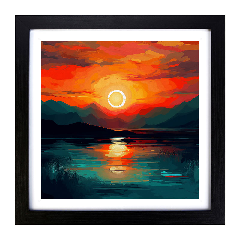 Sunset No.1 - Single Picture Frame Print on Wood, Black