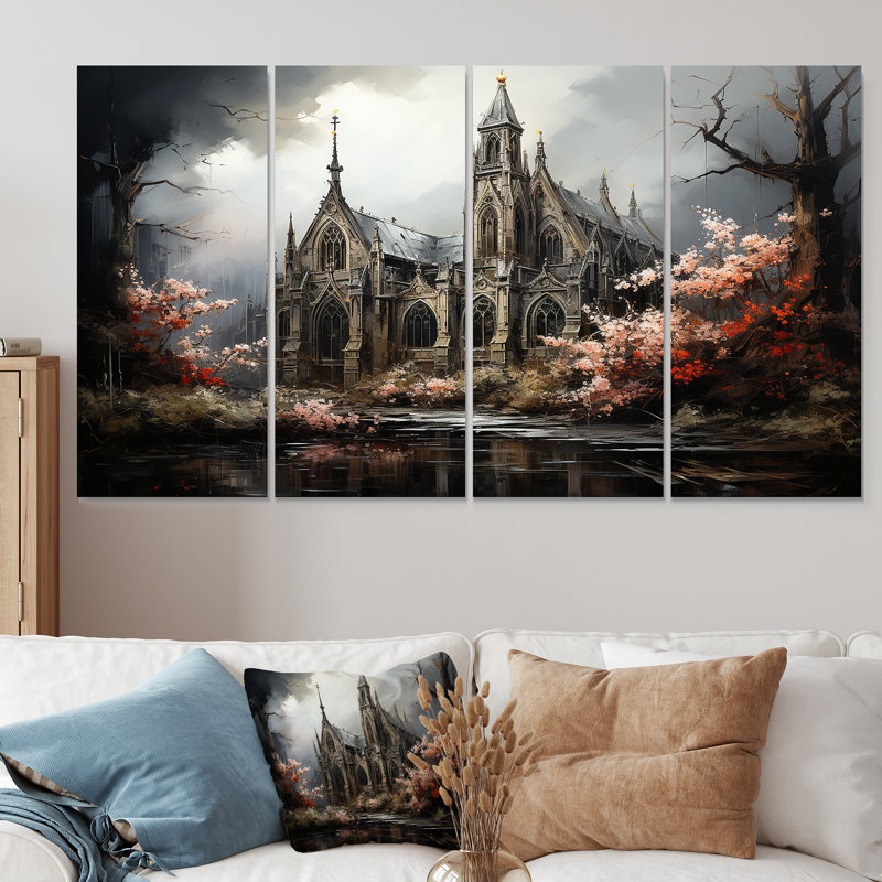 «Black Neo Ecclesiastic Vision Church II», art mural sur toile 4 pièces, H 28 po x l 48 po