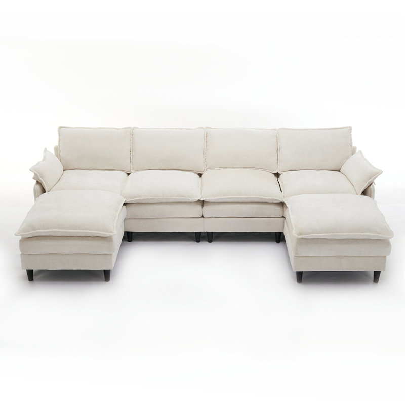 Modular Sofa,U Shaped Cloud Couch Comfy Set,Convertible Sectional Couch, Beige