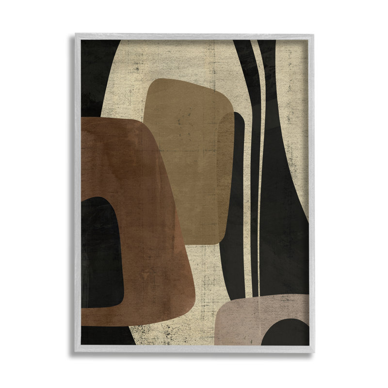 «Ba-260», impression abstraite brune encadrée sur bois par Victoria Barnes, Estampe numérique Farmhouse