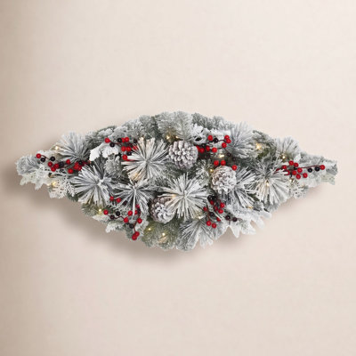36" Pre-Lit Flocked Artificial Pine Mailbox Cover