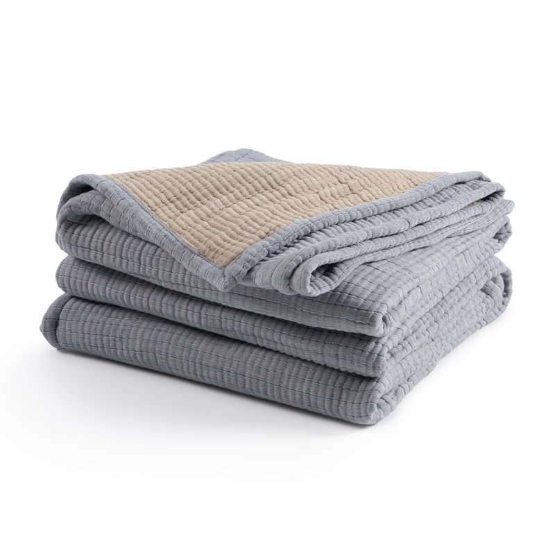 Crinkle Denim Gauze Blanket, 112" L x 91" W