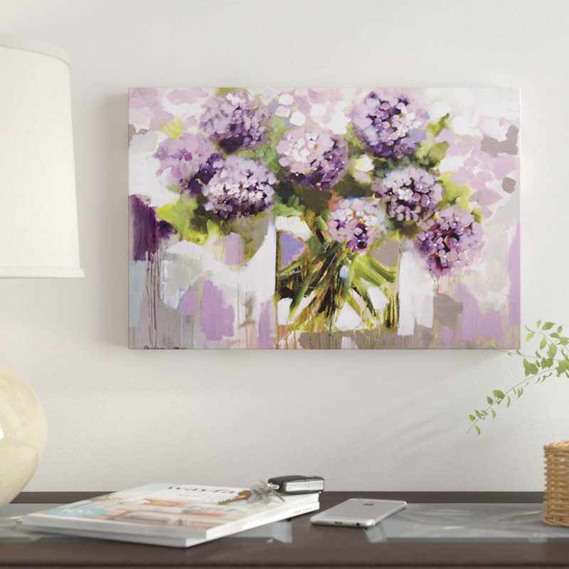 « rosé hortensia », impression sur toile, H 8 po x l 12 po x P 0,75 po, Toile tendue, Pas de tapis