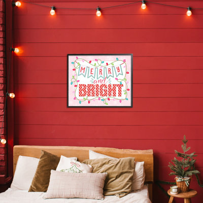 Giclée encadrée rose pastel Merry & Bright, design par Nicole Tamarin