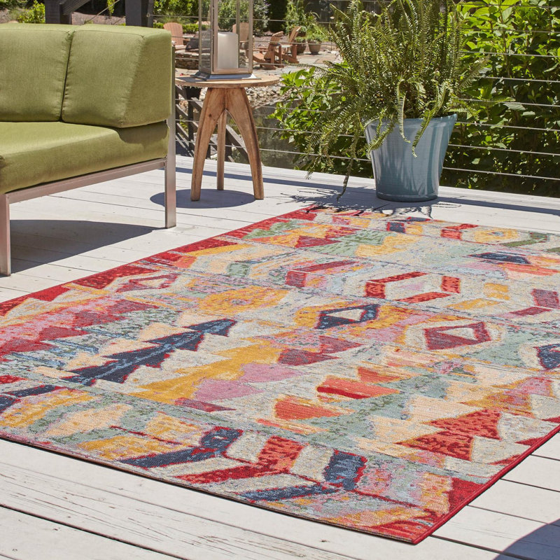 Tolland Multi Tamarindo Indoor/Outdoor Modern Rug, Rectangle 7'1" x 10'