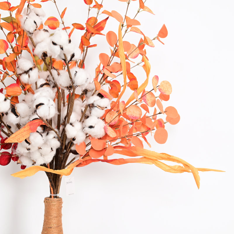 Feuilles d'eucalyptus artificiel de style campagnard à feuilles artificielles avec tige longue pour remplisseur de vase, centres de table de salle à manger de bureau à domicile, décor de jour de l'Action de grâce