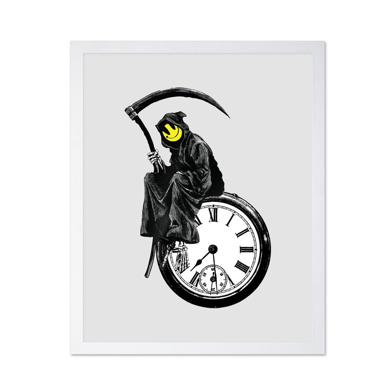 Grin Reaper, Poster, 12"H x 16"W, White Framed