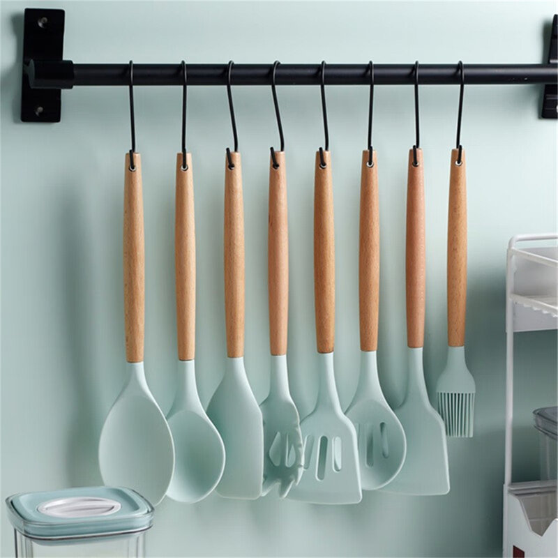 Silicone Cooking Utensil Set - 12 Heat-Resistant Non-Stick Kitchen Tools For Frying, Mixing, Serving