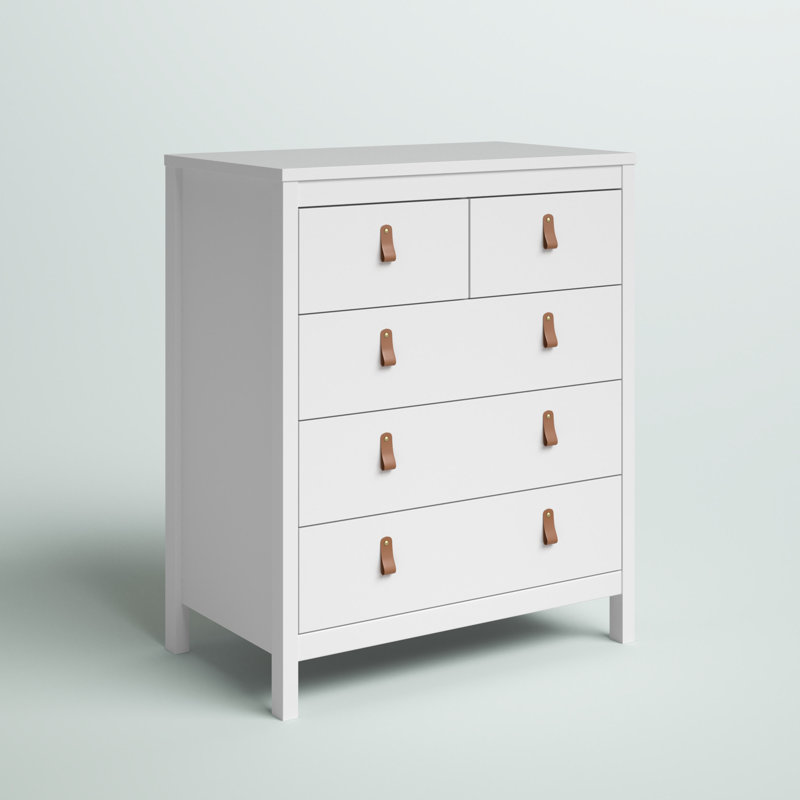 Commode 5 tiroirs Cotham, Blanc