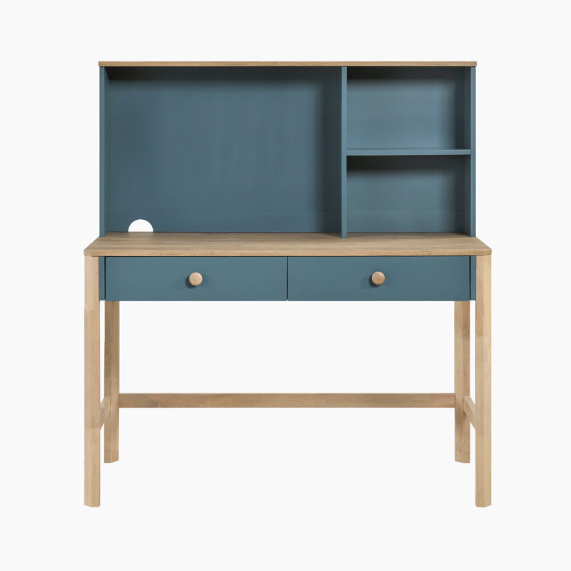 Bureau Easton moderne et contemporain de 119 cm (47 po) en bois d'hévéa avec tablette ouverte, 2 tiroirs à roulement à billes et système anti-basculement