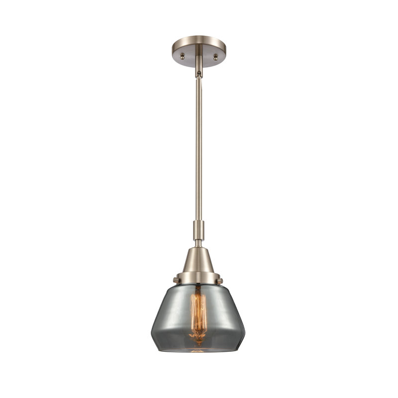 Luminaire suspendu conique à 1 lumière Cahn, Plaqué couleur fumée, Nickel satiné brossé, DEL
