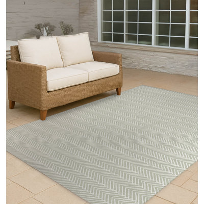 Chevron Block Non-Slip Outdoor Rug