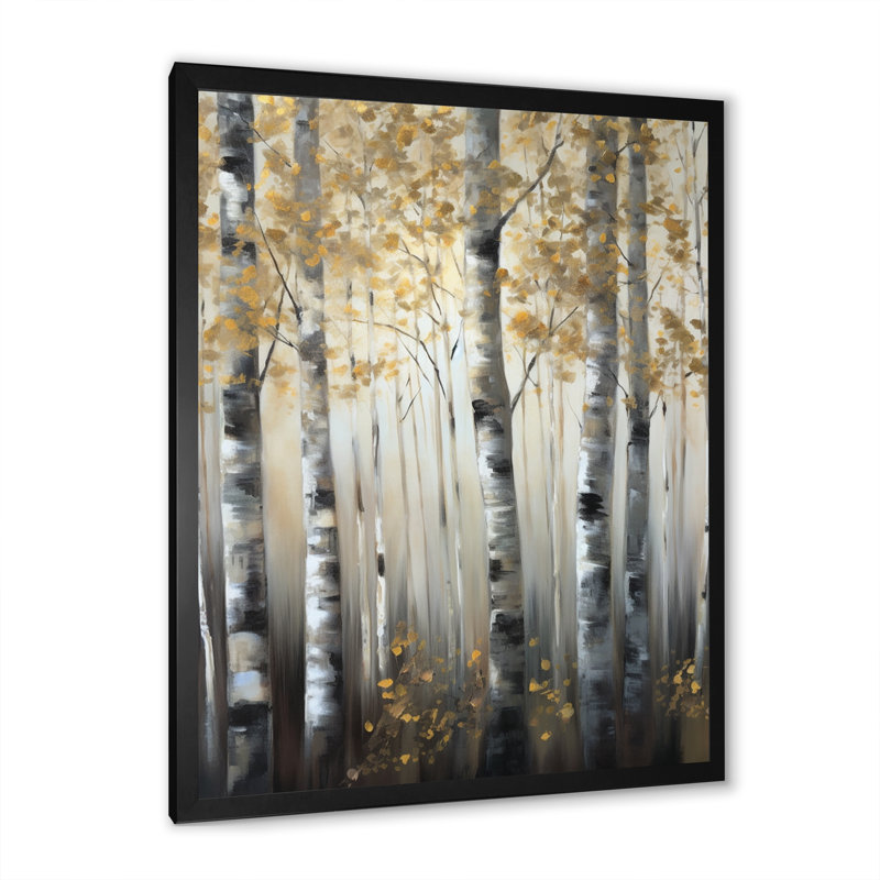 «Birch Tree Forest Wonderland V», reproduction sur toile, Cadre photo noir, H 20 po x l 12 po