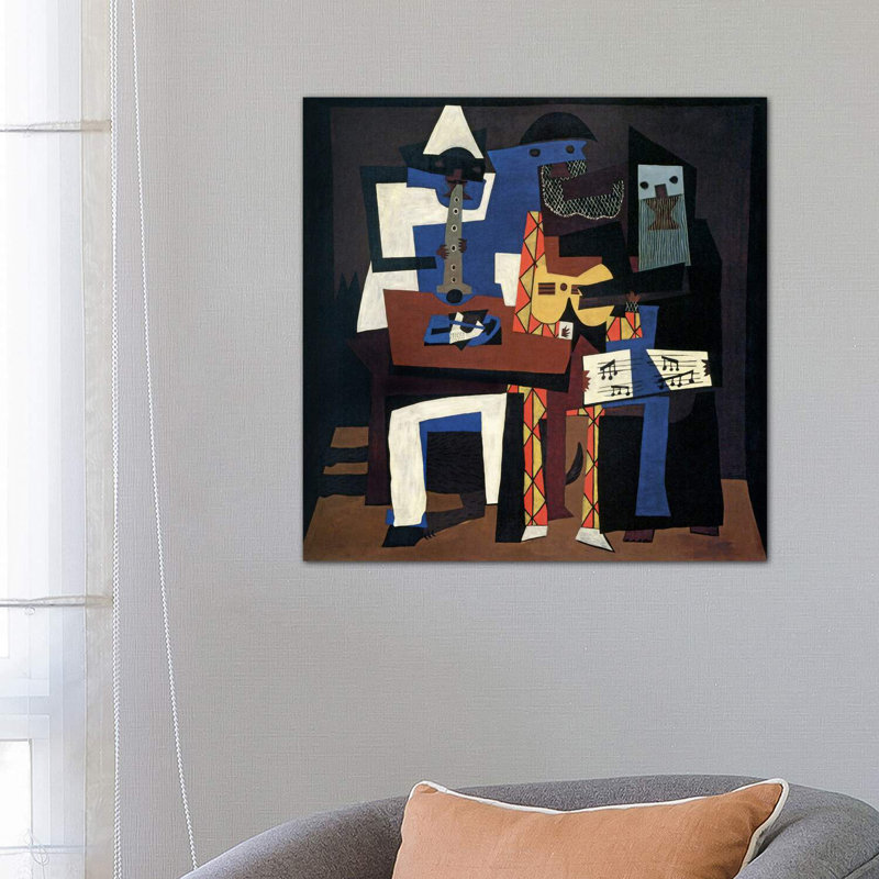 Trois Musiciens par Pablo Picasso - reproduction d'art, H 26 po x l 26 po x P 1,5 po, Toile tendue