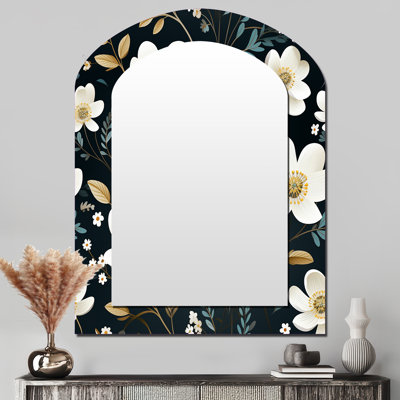 Mystic blanc et bleu sarcelle Splendor Gardens - miroir mural unique à arc floral
