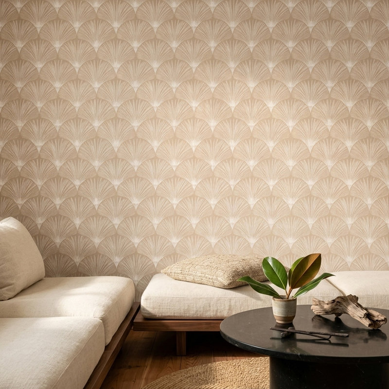 Papier peint amovible fond blanc ivoire beige, Peel and Stick