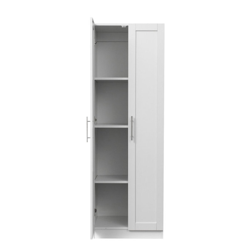 High Capacity Wardrobe and Kitchen Cabinet with 2 Doors and 3 Partitions for Organized Storage