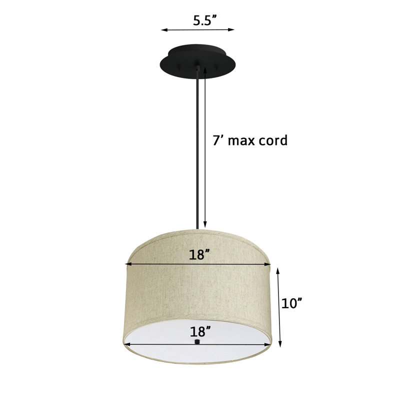 2 - Light Single Pendant, 9" H x 16" W x 16" D, Granite Gray, Black