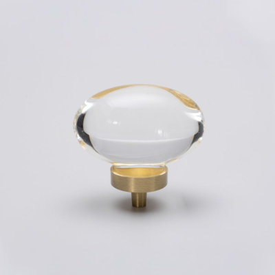 Poignée ovale en verre transparent de 1 3/4 po