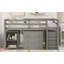 Lit mezzanine double bas avec cabinet, tablettes et bureau portatif à roulettes, lit multifonctionnel-1017437053