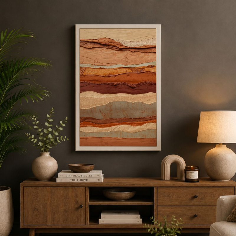 Stone Layers Minimalist - Wrapped Canvas, 18x12 - 45.7 x 30.5 cm, Taupe Border