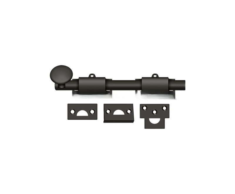 Boulon de surface 6 po Deltana 6SB10B; robuste; finition bronze huilé, Bronze frotté à l'huile, H 1,25 po x l 6 po x P 1 po
