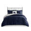 Ensembles de literie douillette douillette en sherpa, édredon en polyester bleu marine ivoire