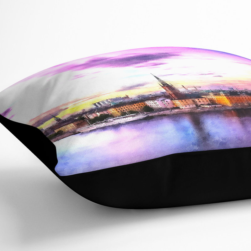 Stockholm in Sweden Cushion with Filling, Black, 40cm H x 40cm W x 15cm D