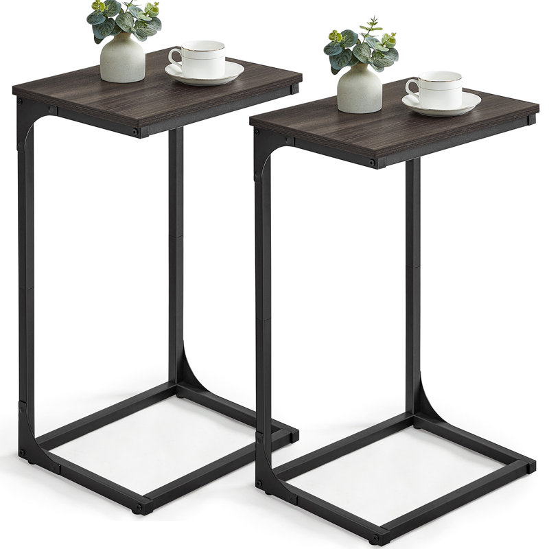 Aryell Pedestal End Table, Dark Brown, Black
