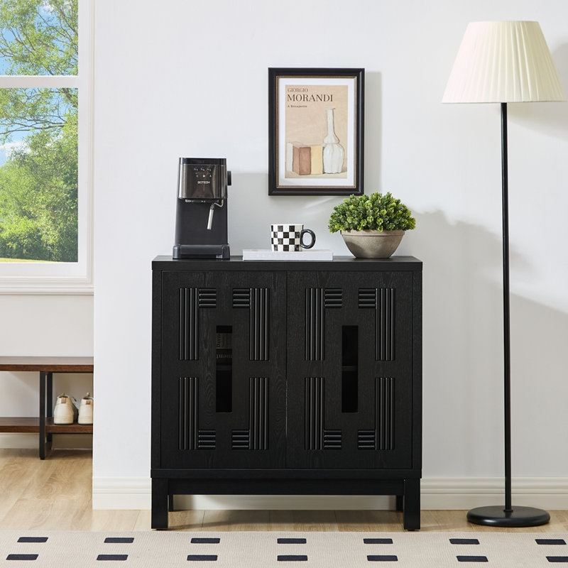 Buffet 31,5 po Mid Century Modern, Noir