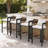 Outdoor Patio Aluminum Counter Stool, Bar Chair, Black Frame With Grey Cushion, Set Of 4-740454436