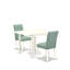L'ensemble de salle à manger moderne 3 pièces comprend une table de cuisine et 2 chaises Parson en tissu de polyester vert saule, blanc lin-2031973590-2031973611