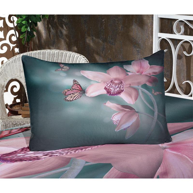 Ensemble de taie décorative à motif floral Ambesonne, vert jade / rose pâle