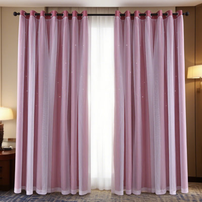 Pink Kids Window Blackout Curtains For Bedroom Window Room Darkening Curtains & Drapes Baby Nursery Curtains (1 Panel, 40Wx84l Inch)