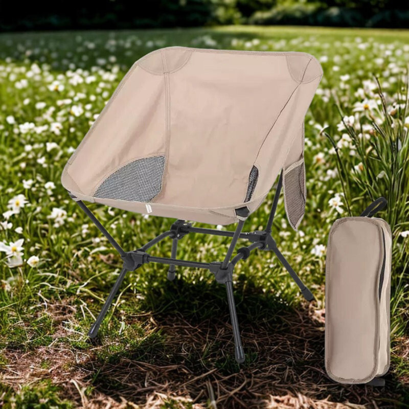 Chaise de camping avec poche latérale respirante, Kaki