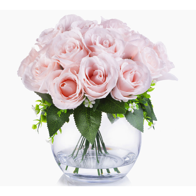 Arrangement floral 18 têtes et centre de table dans un vase, Rosé