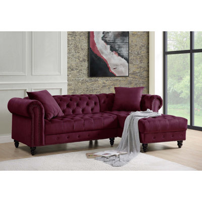 Canapé modulaire capitonné avec 2 coussins Adnelis