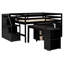 Lit mezzanine double avec bureau rétractable, 3 tiroirs, bois massif, espace, taille, bureau-371428512