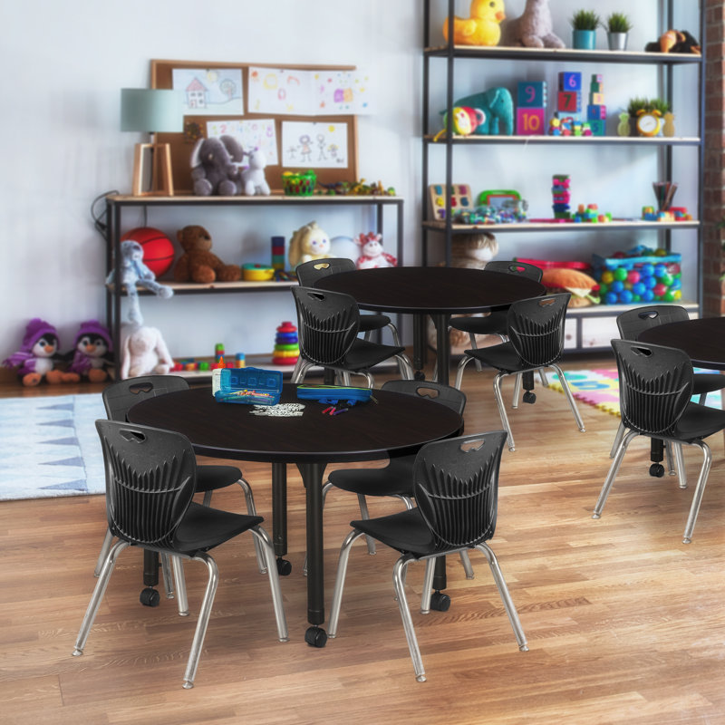 Ensemble de table et chaises Kee Mobile, H 34 po x L 36 po x l 36 po, Cerisier / chrome, Noir