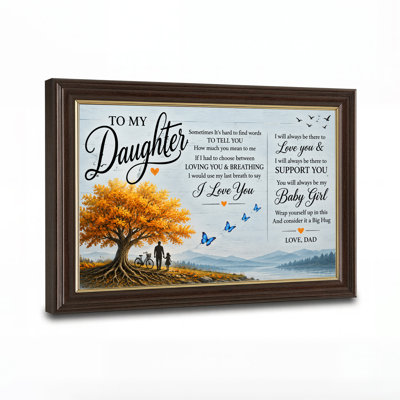 To My Daughter Quote Dad Daughter Yellow Tree Canvas Wall Art