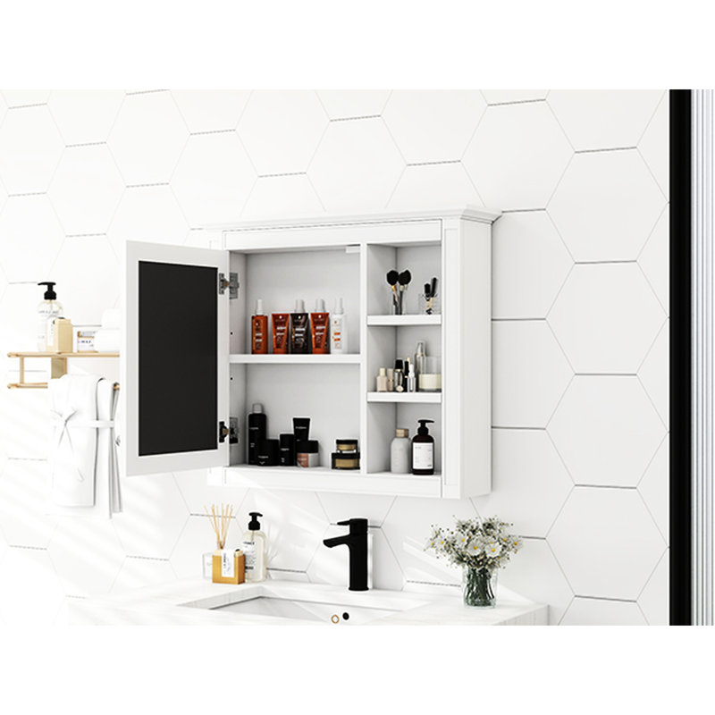 Armoire de rangement murale de salle de bain 30 po x 28 po, rangement dissimulé, design moderne, fabrication en miroir de verre, style