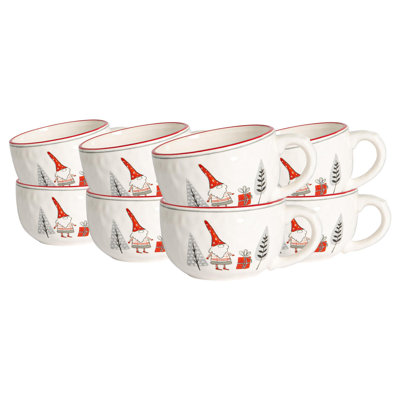 Nicola Spring - Patchwork Christmas Cappuccino Cups - 500ml - White
