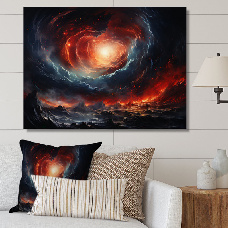 Rêves de galaxie astronomique orange gris, H 34 po x l 44 po x P 1,5 po, Toile tendue