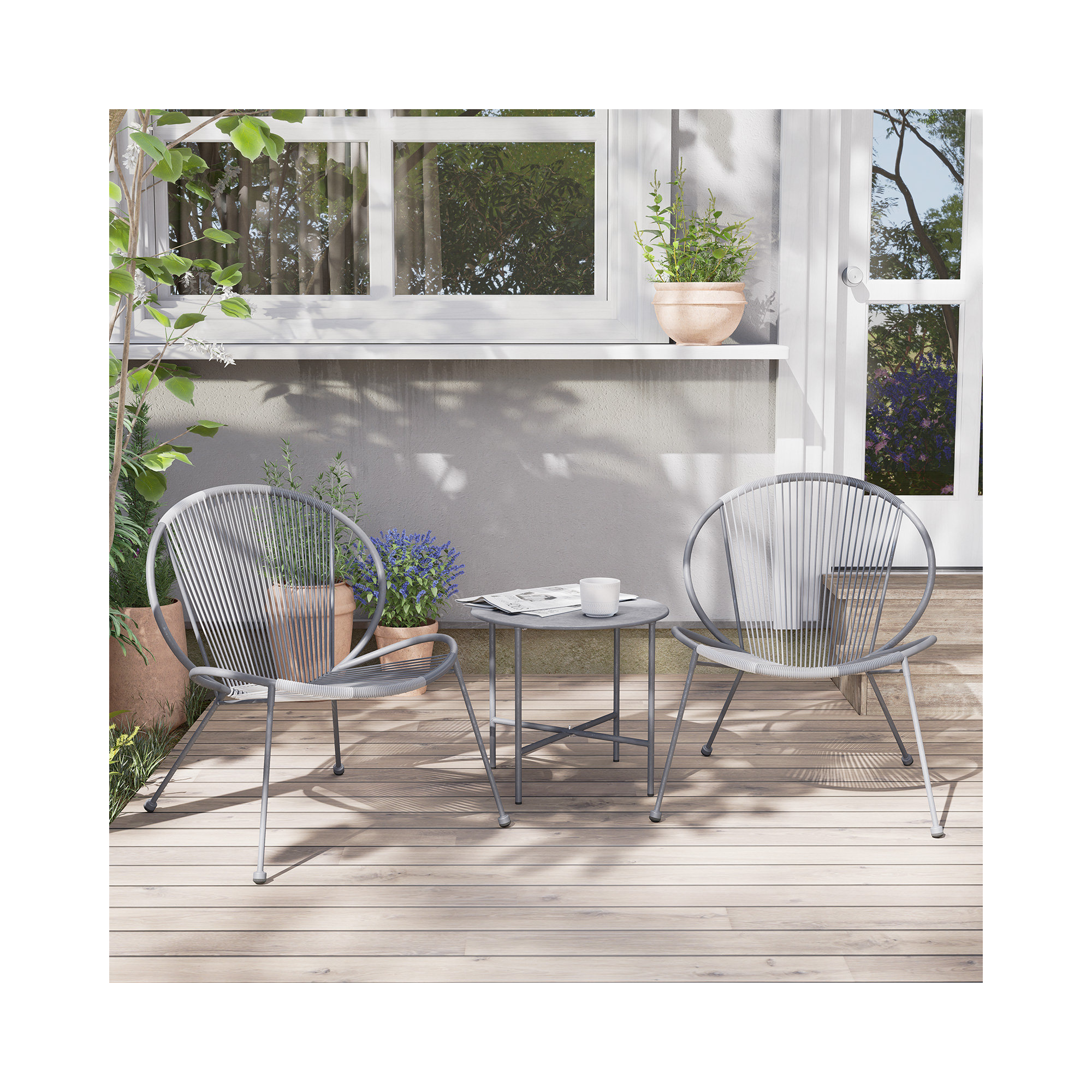Halcott 2 - Person Patio Conversation Set, Gray