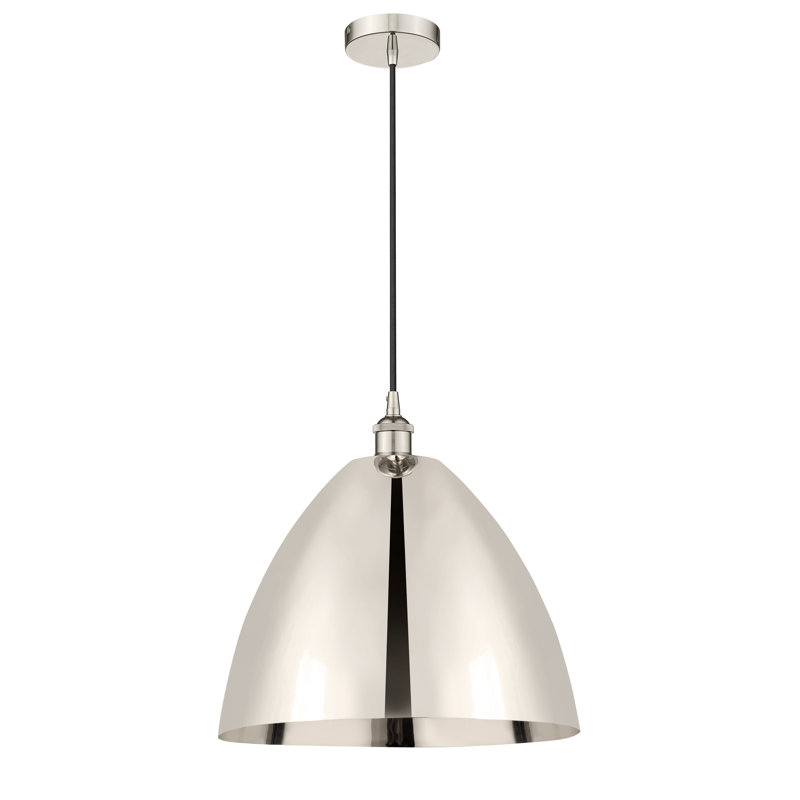 Edison Dome 1 - Light Single Drop Pendant Pendant, Polished Nickel, Polished Nickel