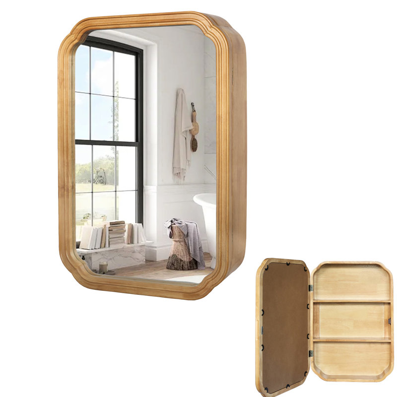 Armoire murale en bois avec miroir