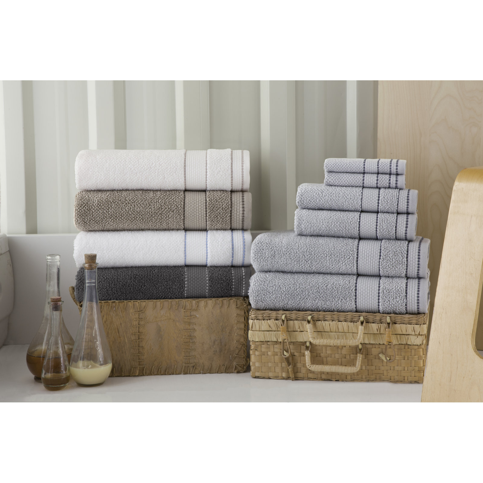Kahmel 16 Piece Turkish Cotton Towel Set, White