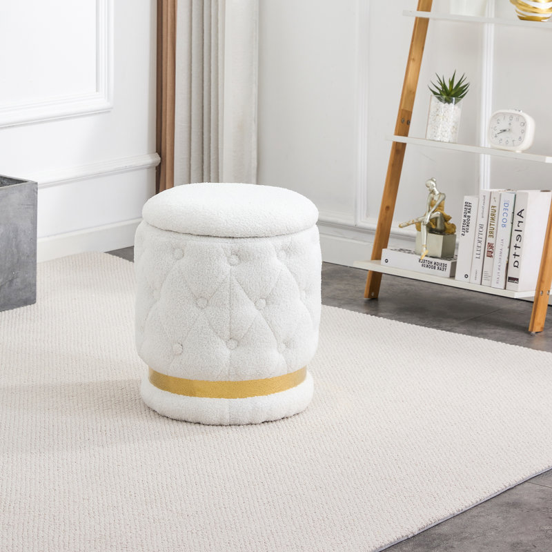 Tabouret d'appoint en bois massif Nyeka, Blanc
